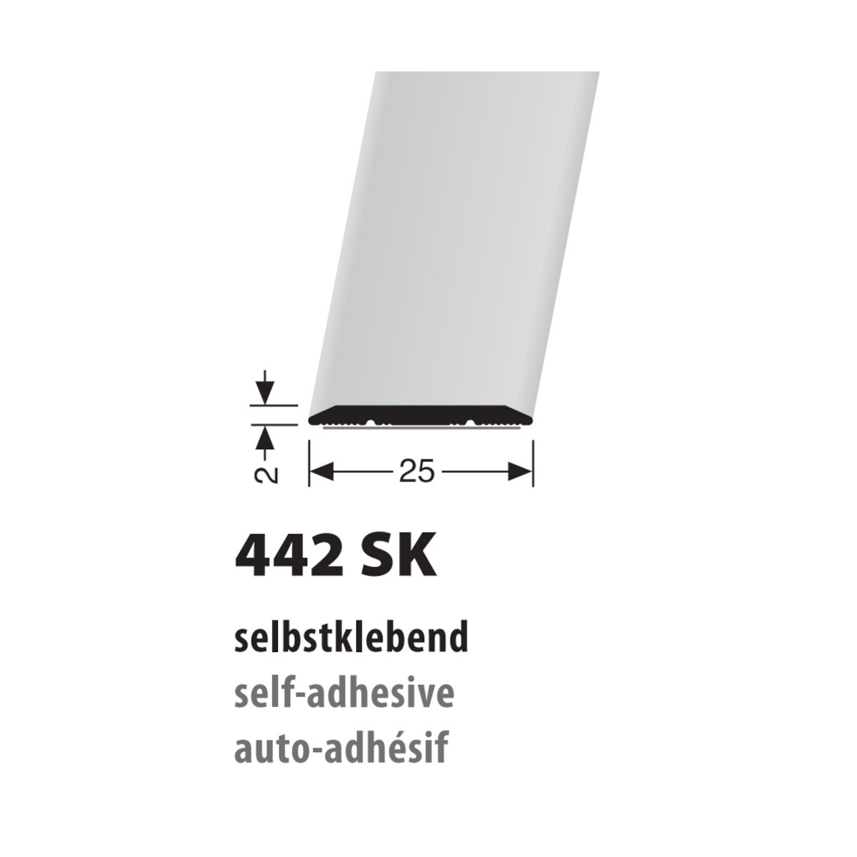 Küberit Alu Übergangsprofil 25 mm Typ 442 SK, 300 cm, platinum f.g. (F1G)