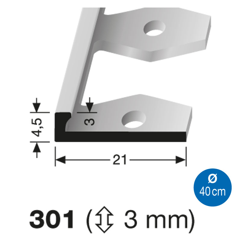 Küberit einfach biegbares Profil Typ 301 (3 mm), 250 cm, Alu natur (F0) Küberit einfach biegbares Profil Typ 301 (3 mm), 250 cm, Alu natur (F0)