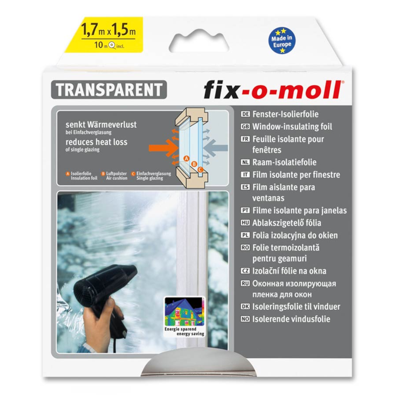 fix-o-moll Fenster Isolier Folie 2.5 m² - 170 x 150 cm fix-o-moll Fenster Isolier Folie 2.5 m² - 170 x 150 cm