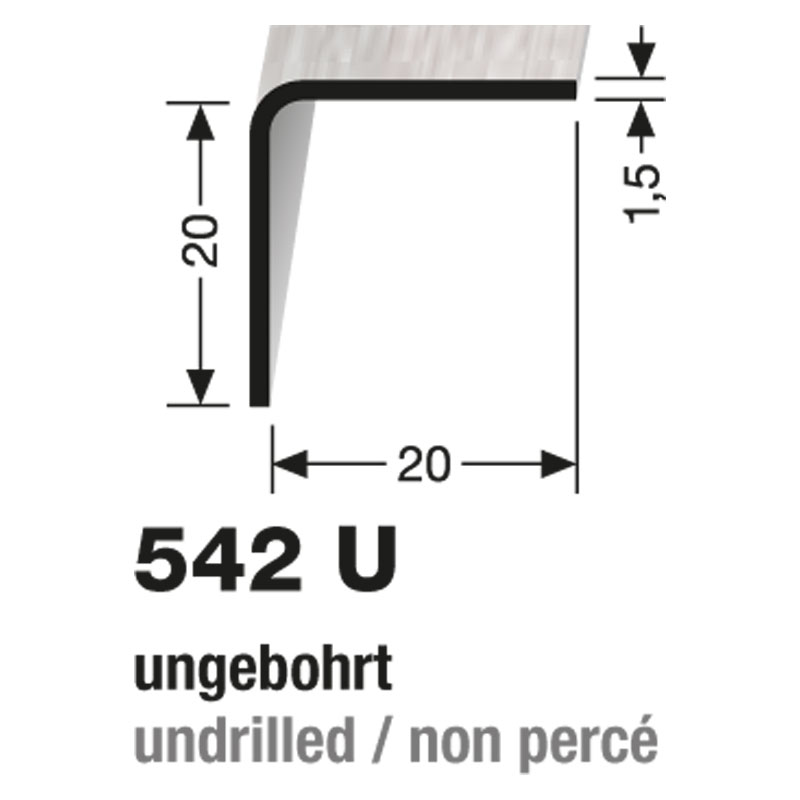 Küberit Eckschutzwinkelprofil Typ 542 U, 250 cm, Edelstahl matt gebürstet (F8G) Küberit Eckschutzwinkelprofil Typ 542 U, 250 cm, Edelstahl matt gebürstet (F8G)
