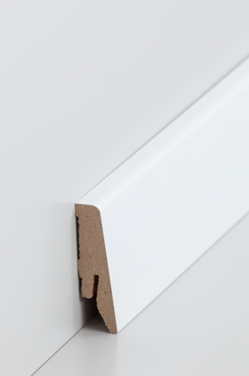 SÜDBROCK MDF Fußleiste 18 x 58 mm, mit Dekorfolie ummantelt, Weiß- lackierfähig (31), 240 cm SÜDBROCK MDF Fußleiste 18 x 58 mm, mit Dekorfolie ummantelt, Weiß- lackierfähig (31), 240 cm