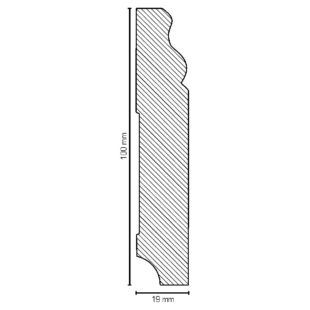 SÜDBROCK Hamburger Sockelleiste 19 x 100 mm, Kiefer, RAL 9016 weiß lackiert, Länge á 250 cm