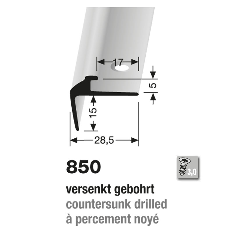 Küberit Alu Treppenkantenprofil Typ 850, 500 cm, edelstahloptik (F2)