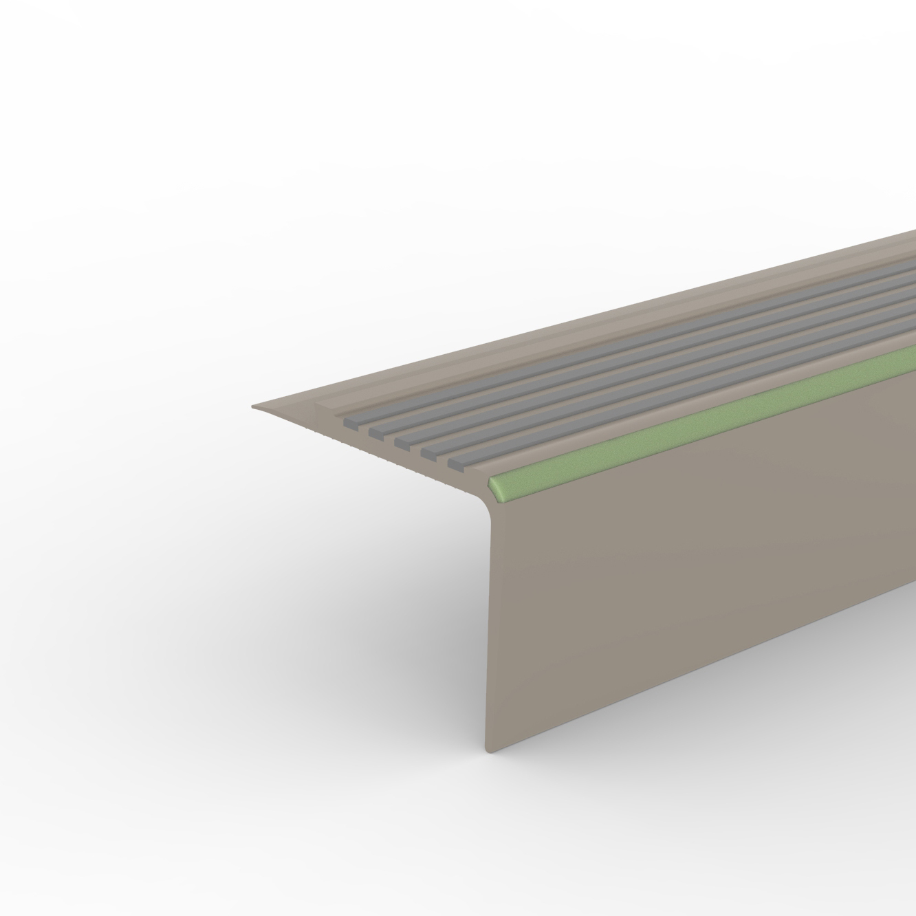 Döllken PVC Treppenkante TKNG 2,5 40 40/40 250 cm, champagner (1245) / Rille dunkelgrau (0146)