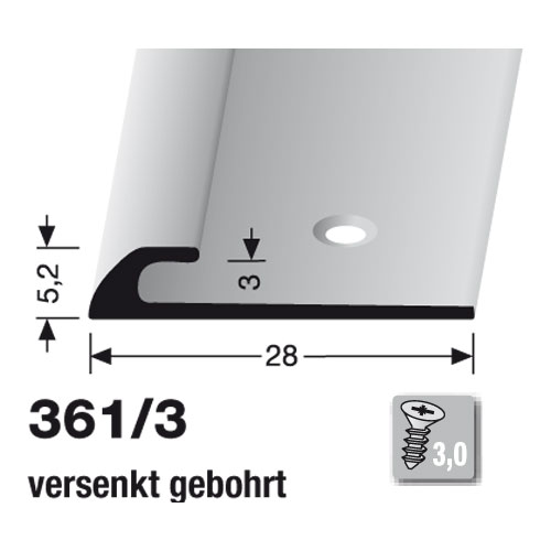 Küberit Abschlussprofil Typ 361/3, 100 cm, edelstahloptik (F2)