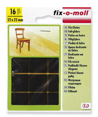 fix-o-moll Filzgleiter braun SK, 22 x 22 mm, 16 Stück fix-o-moll Filzgleiter braun SK, 22 x 22 mm, 16 Stück