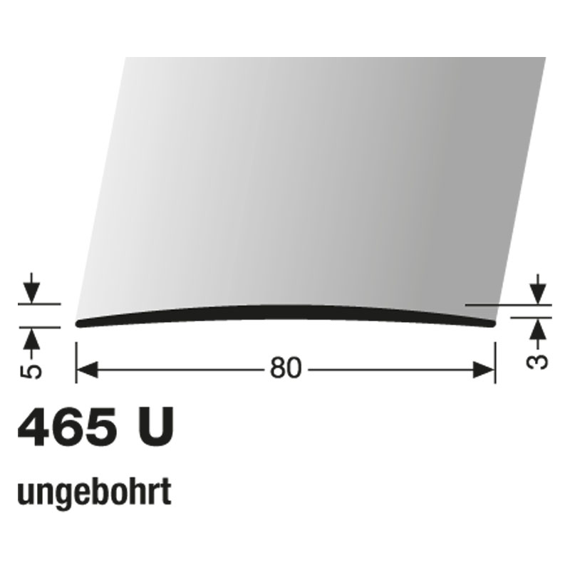 Küberit Übergangsprofil Aluminium 80 mm , Typ 465 U, 500 cm, silber (F4)