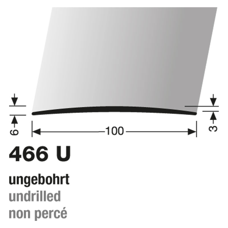 Küberit Alu Übergangsprofil Typ 466 U, ungebohrt, 100 cm, silber (F4) Küberit Alu Übergangsprofil Typ 466 U, ungebohrt, 100 cm, silber (F4)