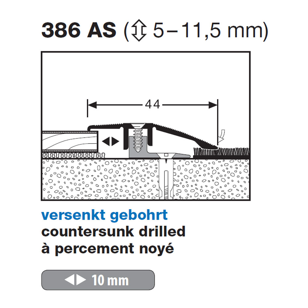 Küberit Anpassung PPS-AS Typ 386 AS, 100 cm, gold (F5)