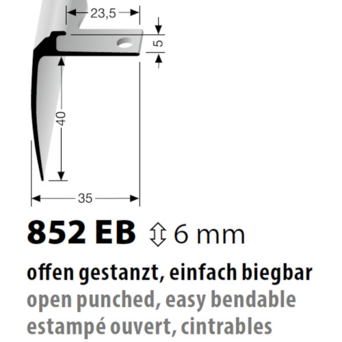 Küberit biegbares Treppenkantenprofil Typ 852EB, 250 cm, edelstahloptik (F2) Küberit biegbares Treppenkantenprofil Typ 852EB, 250 cm, edelstahloptik (F2)
