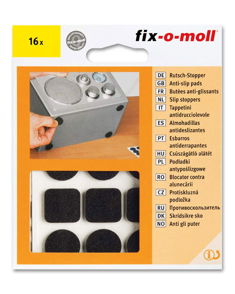 fix-o-moll Rutsch-Stopper sortiert, Mossgummi, SK, VE = 8x Ø 20 mm & 8x 20 mm x 20 mm fix-o-moll Rutsch-Stopper sortiert, Mossgummi, SK, VE = 8x Ø 20 mm & 8x 20 mm x 20 mm