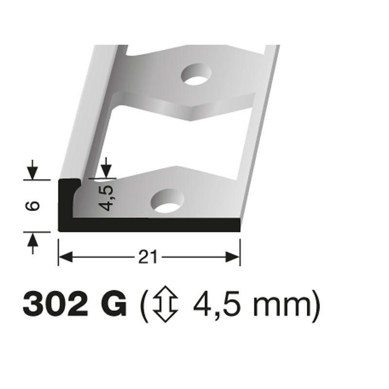 KÜBERIT Fliesenabschluß 4,5 mm Typ 302 G, 250 cm, schwarz pulverbeschichtet (F16)