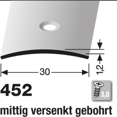 KÜBERIT Übergangsprofil 30 mm Typ 452, 90 cm, Messing poliert (F7)