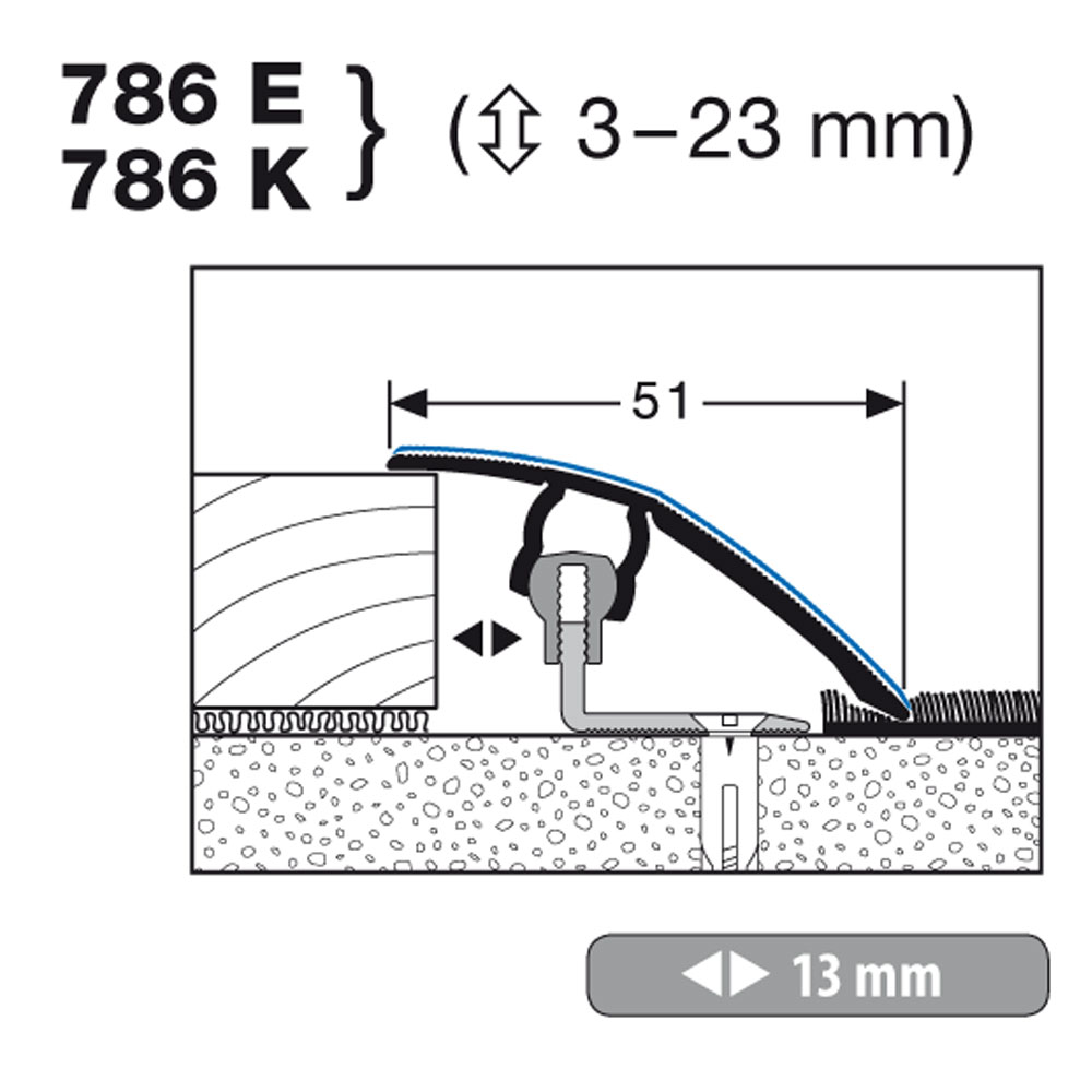 Küberit Anpassungprofil FCS-718, 3 - 23 mm, Typ 786 K, 90 cm, KORK (K10) Küberit Anpassungprofil FCS-718, 3 - 23 mm, Typ 786 K, 90 cm, KORK (K10)