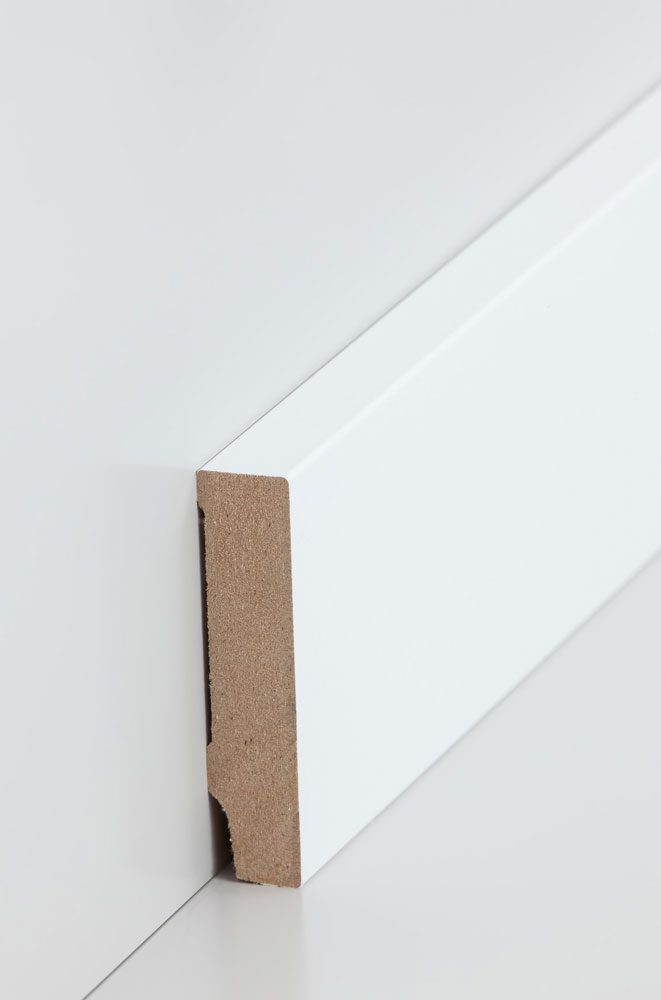 SÜDBROCK MDF-Fußleiste 16 x 70 mm, rechteckig, weiß lackierfähig Foliert, 250 cm SÜDBROCK MDF-Fußleiste 16 x 70 mm, rechteckig, weiß lackierfähig Foliert, 250 cm