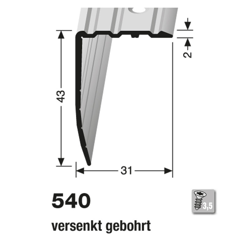 Küberit Alu Winkelprofil Typ 540, 100 cm, edelstahloptik (F2) Küberit Alu Winkelprofil Typ 540, 100 cm, edelstahloptik (F2)