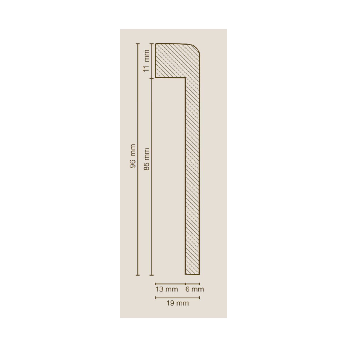 SÜDBROCK Abdeckleiste MDF für Fliesensockel 19 x 96 mm, weiß lackierfähig foliert, 250 cm