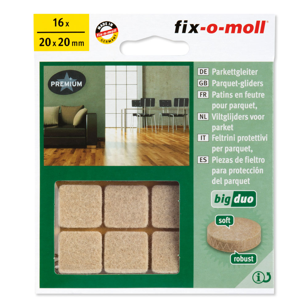 fix-o-moll Big-Duo Parkett-Gleiter SK natur.20x20mm.H 4.5 .16 St/Krt