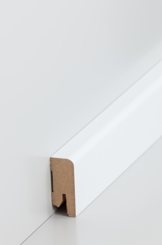 SÜDBROCK MDF-Fußleiste 16 x 40 mm, mit weißer lackierfähiger Folie ummantelt, 250 cm