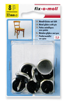 fix-o-moll Metallgleiter mit Stift rund 22 mm - VE = 8 Stück fix-o-moll Metallgleiter mit Stift rund 22 mm - VE = 8 Stück