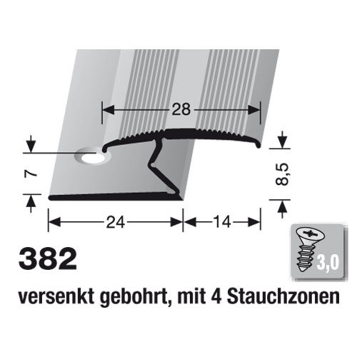 Küberit Alu Doppel-Einfassprofil Typ 382, 270 cm, poliert (F3) Küberit Alu Doppel-Einfassprofil Typ 382, 270 cm, poliert (F3)