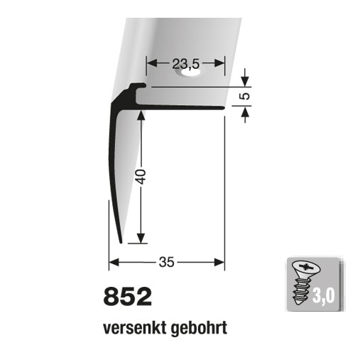 Küberit Treppenkantenprofil Typ 852, 250 cm, edelstahloptik (F2)
