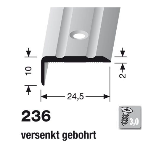 Küberit Alu Winkel 24,5 x 10 mm Typ 236, 270 cm, poliert (F3)