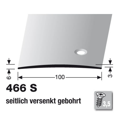 KÜBERIT Alu Übergangsprofil 100 mm Typ 466 S, 500 cm, silber (F4)