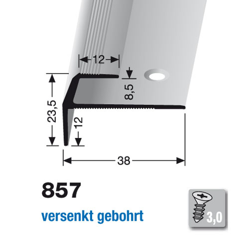 Küberit Deko-TK Treppenkante Typ 857, 250 cm, edelstahloptik (F2) Küberit Deko-TK Treppenkante Typ 857, 250 cm, edelstahloptik (F2)
