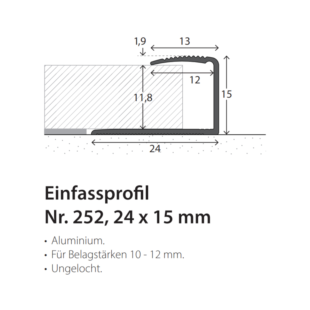 PRINZ Abschlussprofil Nr. 252, 10 - 12 mm in verschiedenen Farben PRINZ Abschlussprofil Nr. 252, 10 - 12 mm in verschiedenen Farben