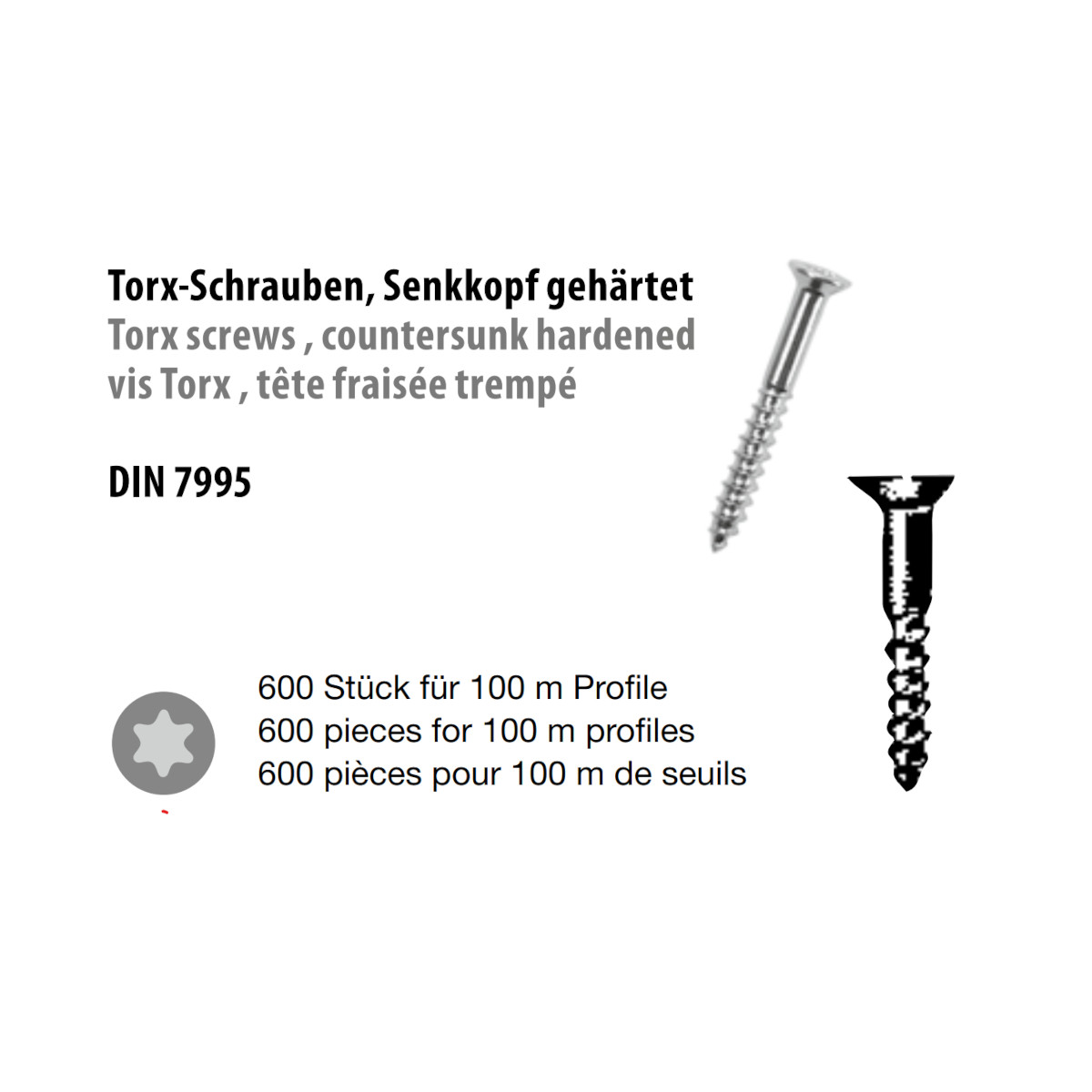 KÜBERIT Torxschraube edelstahl 3.5x30 Senkkopf gehärtet. 200 St.