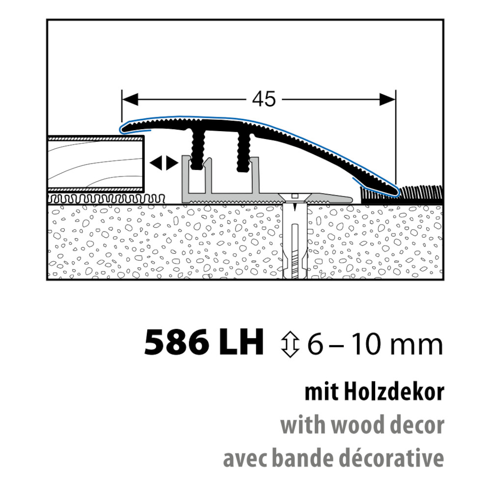 Küberit Anpassungsprofil Euro-Clip® 6 - 10 mm, Typ 586 LH, 100 cm, nussbaum (H81) Küberit Anpassungsprofil Euro-Clip® 6 - 10 mm, Typ 586 LH, 100 cm, nussbaum (H81)