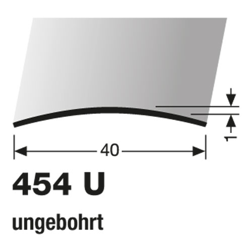 Küberit Übergangsprofil gewölbt 40 x 1.0 mm, Typ 454 U, 270 cm, Edelstahl poliert (F8)