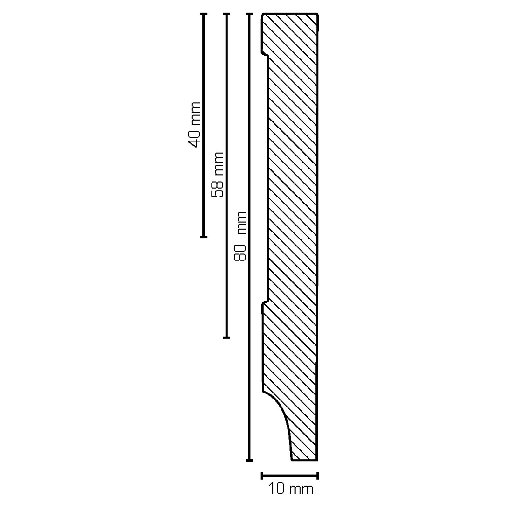 SÜDBROCK MDF-Fußleiste 10 x 80 mm, rechteckig, mit weißer lackierfähiger Folie ummantelt, 250 cm SÜDBROCK MDF-Fußleiste 10 x 80 mm, rechteckig, mit weißer lackierfähiger Folie ummantelt, 250 cm