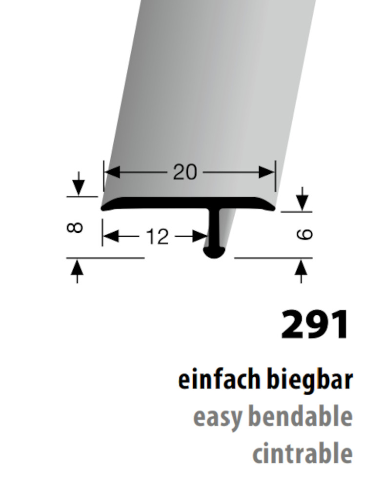 KÜBERIT EB-Profil 20 x 12 x 8 mm Typ 291, 270 cm, sand (F9)
