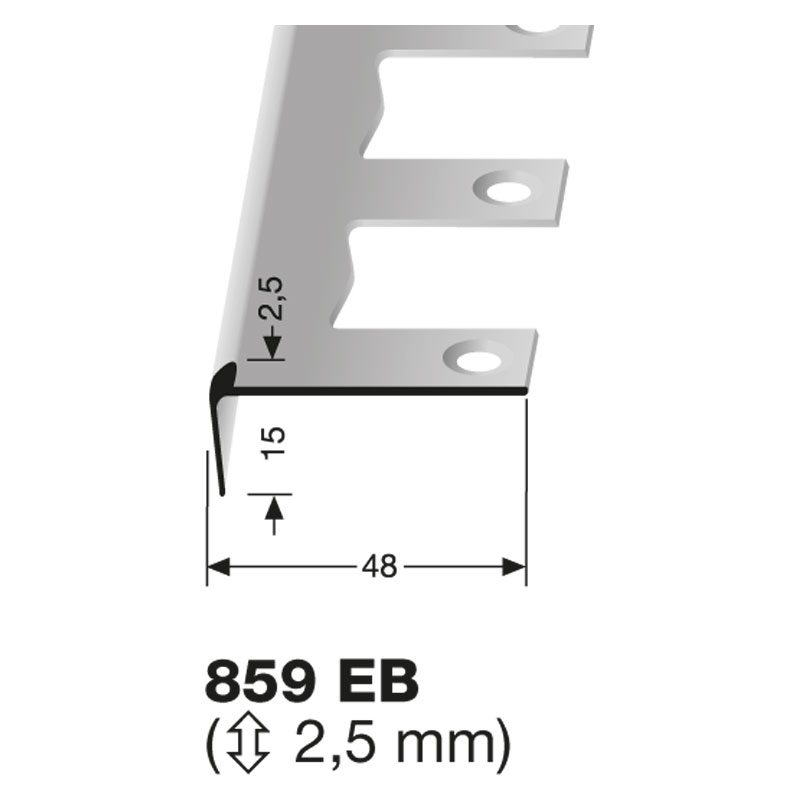 Küberit Alu Treppenkantenprofil Typ 859 EB, 250 cm, edelstahloptik (F2)