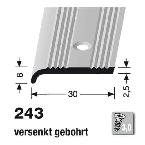 Küberit Abschlussprofil Typ 243, 100 cm, edelstahloptik (F2)
