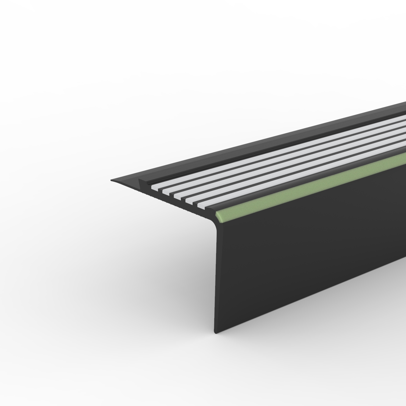 Döllken PVC Treppenkante TKNG 2,5 40 40/40 250 cm, schwarz (0110) / Rille hellgrau (0138)