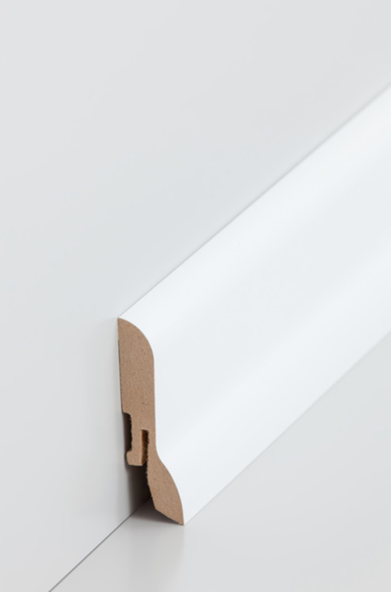 SÜDBROCK MDF Fußleiste 20 x 60 mm, Folie ummantelt, Weiß (31), 250 cm
