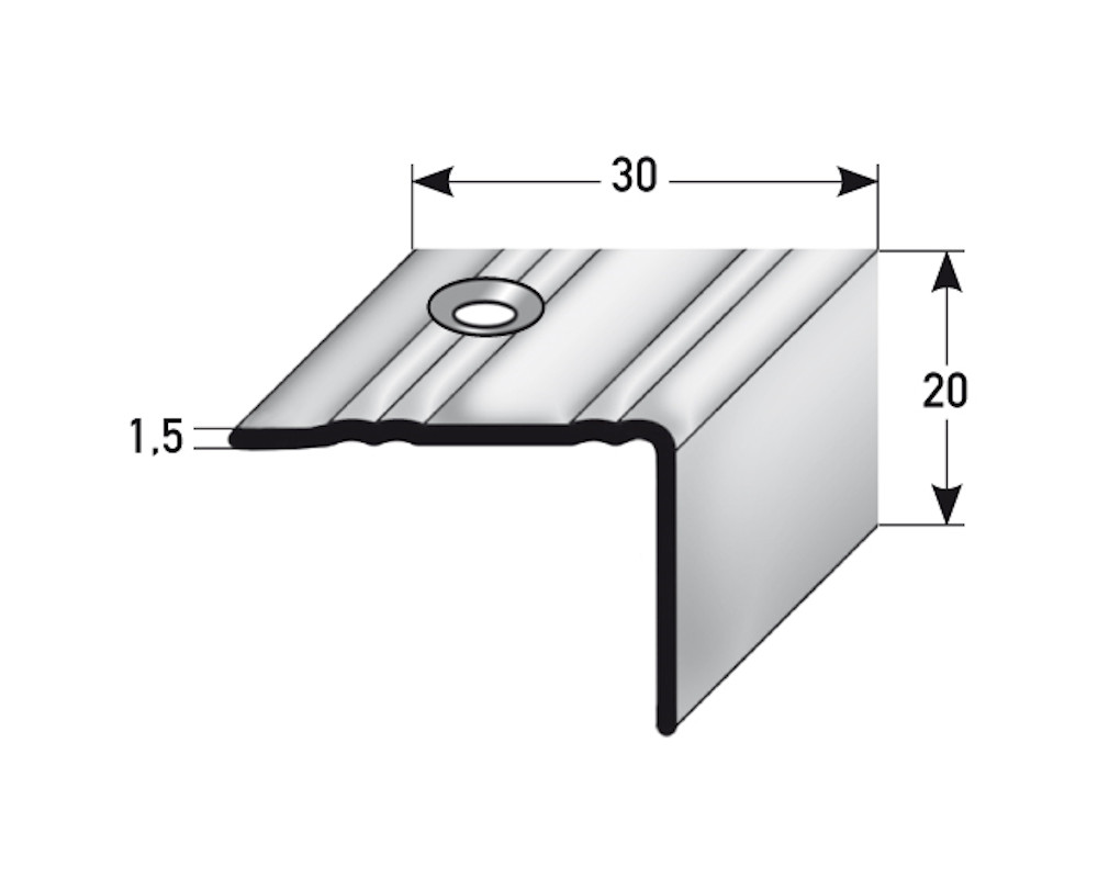 AUER Edelstahl Treppenkantenprofil Typ 203, 20 x 30 x 1,5 mm, 270 cm, profilierte Riffelung, matt AUER Edelstahl Treppenkantenprofil Typ 203, 20 x 30 x 1,5 mm, 270 cm, profilierte Riffelung, matt