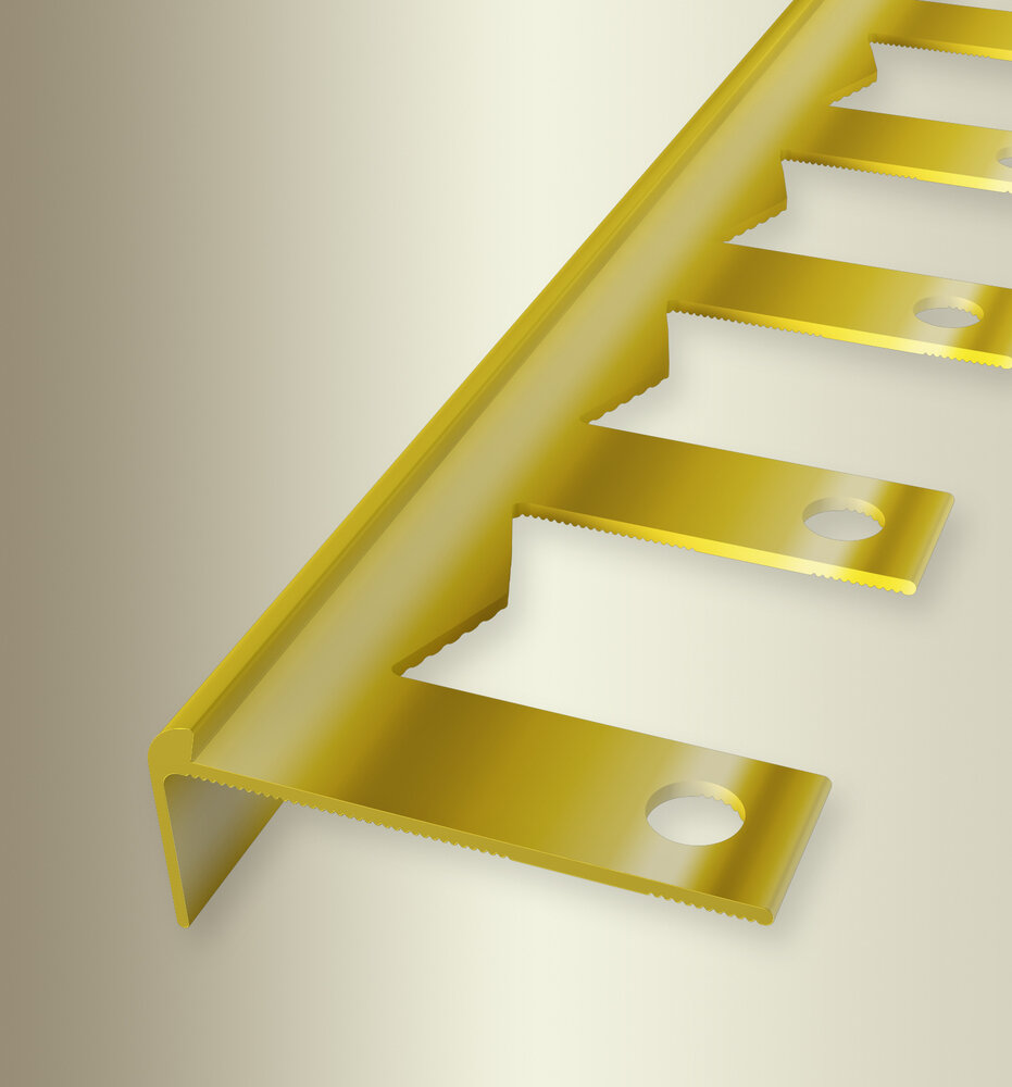 Küberit biegbares Treppenkantenprofil Typ 860 EB 250 cm, Reinmessing poliert (F7) Küberit biegbares Treppenkantenprofil Typ 860 EB 250 cm, Reinmessing poliert (F7)