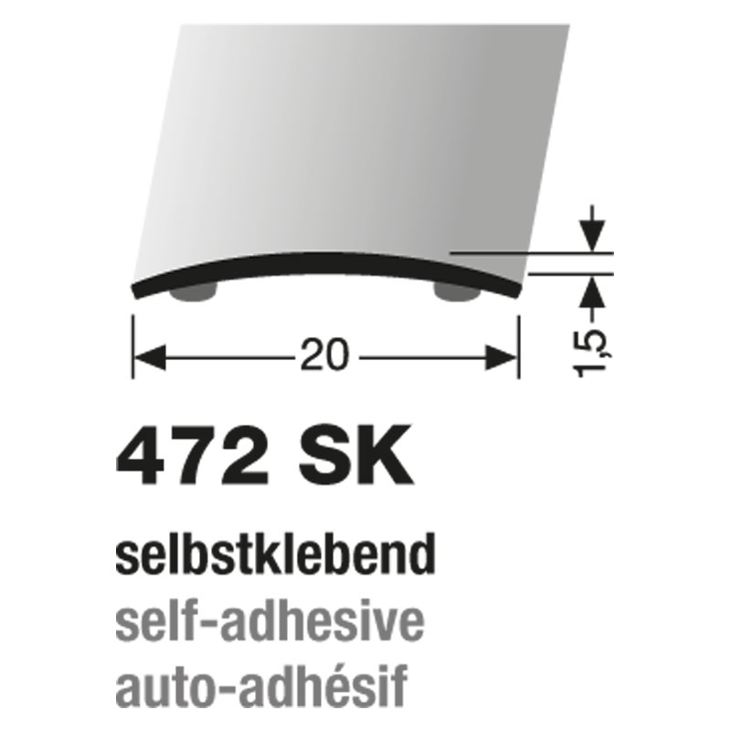 Küberit Übergangsprofil 20 mm, Typ 472 SK, 100 cm, edelstahl gebürstet (F8G)