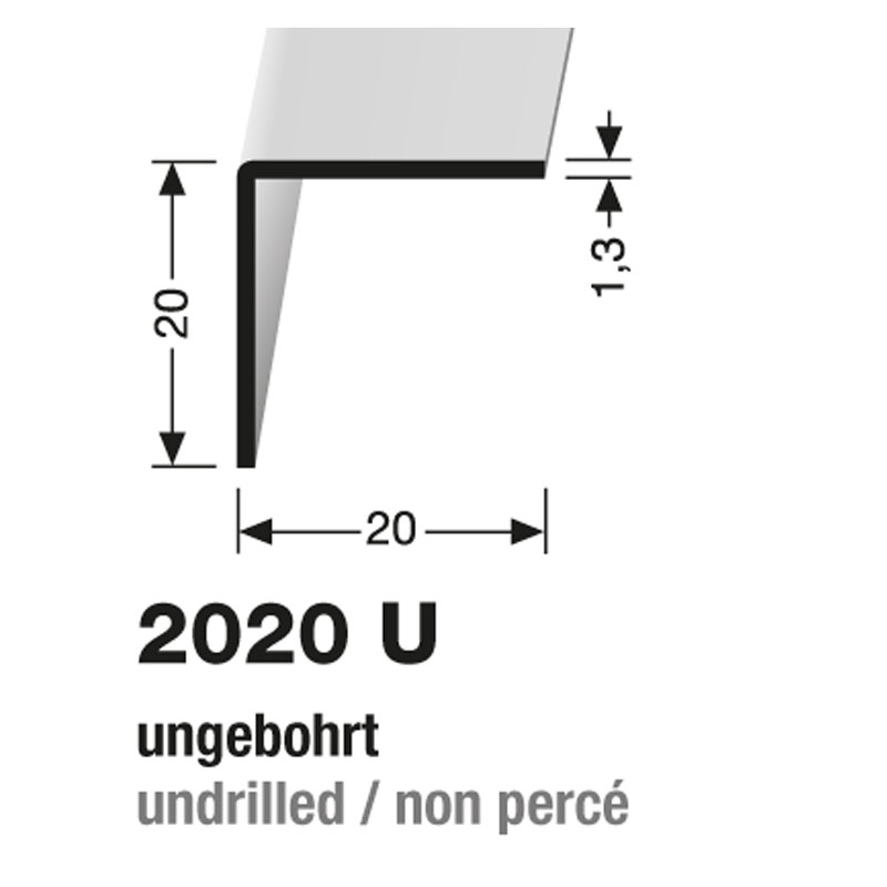 Küberit Winkelprofil Messing poliert 250cm,ungebohrt, 20x20 mm,(F7)