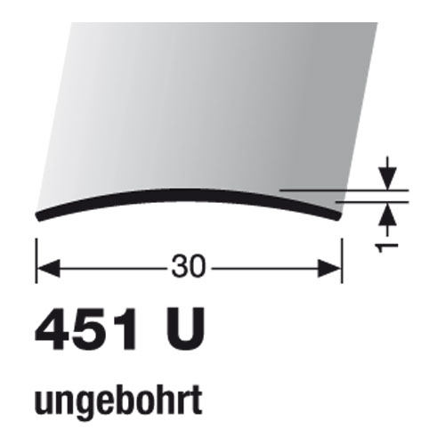 Küberit Übergangsprofil 30 mm, Typ 451 U, 90 cm, edelstahl poliert (F8)