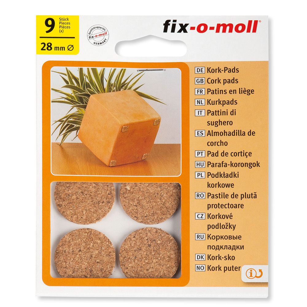 fix-o-moll Korkpads rund Ø 28 mm x 2,1 mm, SK, VE = 9 Korkpads fix-o-moll Korkpads rund Ø 28 mm x 2,1 mm, SK, VE = 9 Korkpads