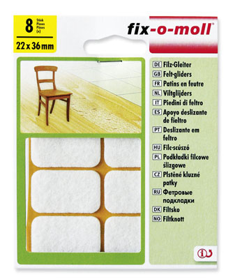 fix-o-moll Filzgleiter weiß SK 22 x 36 mm, 8 Stück auf SB Karte fix-o-moll Filzgleiter weiß SK 22 x 36 mm, 8 Stück auf SB Karte