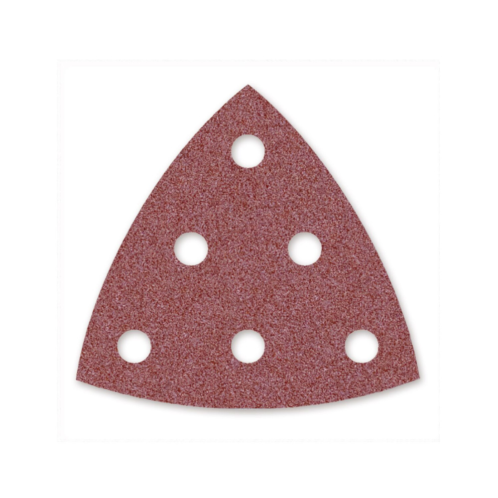 Delta Klett-Schleifblatt (Dreieck), Normalkorund, 93 mm, 6-Loch, Korn 040 Delta Klett-Schleifblatt (Dreieck), Normalkorund, 93 mm, 6-Loch, Korn 040