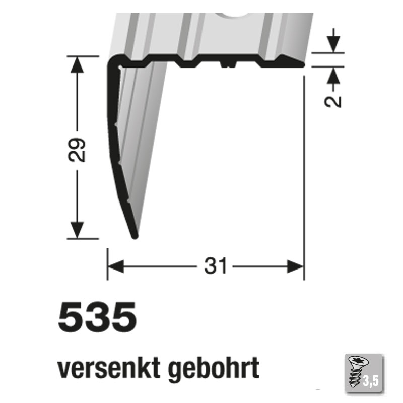 KÜBERIT Alu Winkelprofil Typ 535 500 cm, silber (F4) KÜBERIT Alu Winkelprofil Typ 535 500 cm, silber (F4)