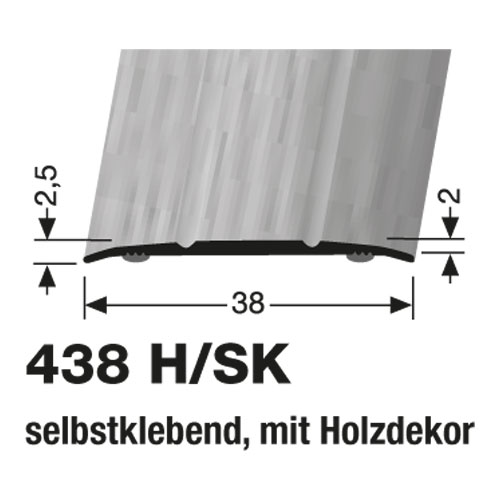 Küberit Alu Übergangsprofil 38 mm Typ 438 H/SK, 100 cm,  Eiche dunkel (H31)