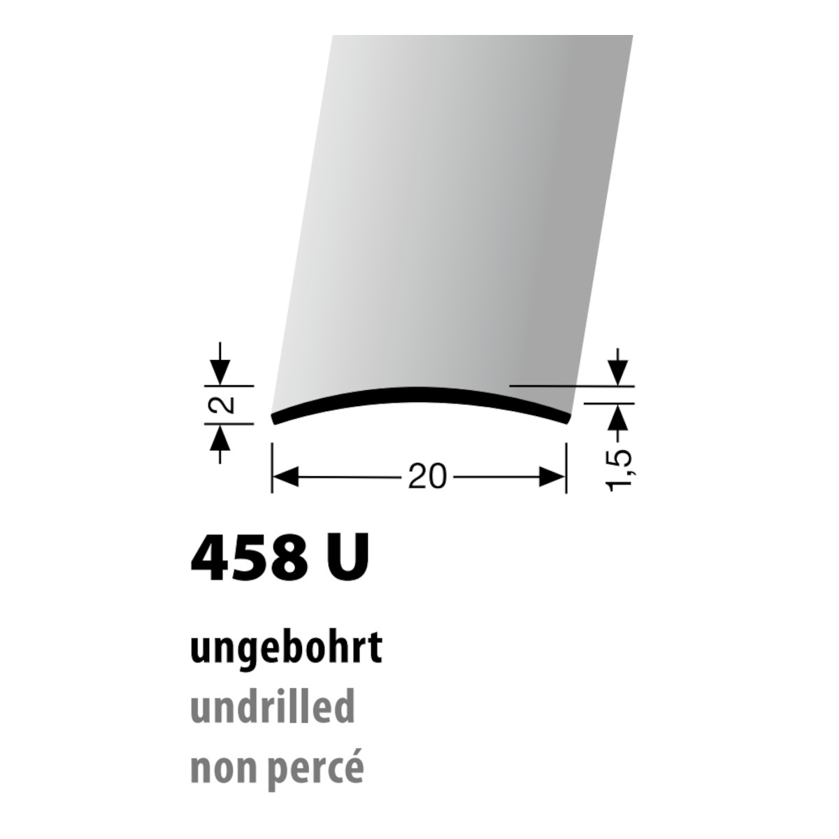 Küberit Alu Übergangsprofil 20 mm, Typ 458 U, 500 cm, silber (F4)